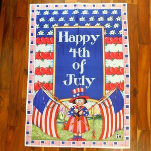 Mary Engelbreit Garden Banner Flag, 4th of July Patriotic Red White Blue EUC 40"